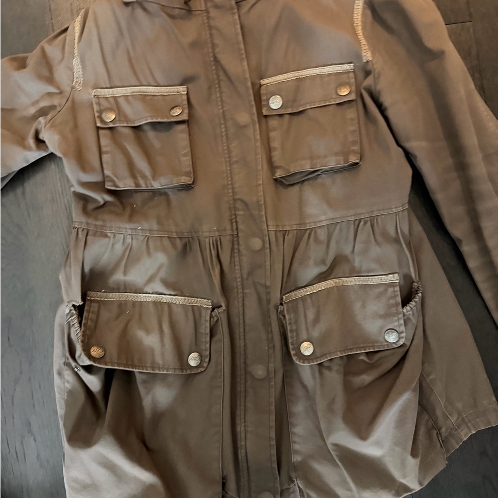 LaRok Utility Jacket XS Olive Green Hooded Military Style Lightweight - Picture 3 of 12